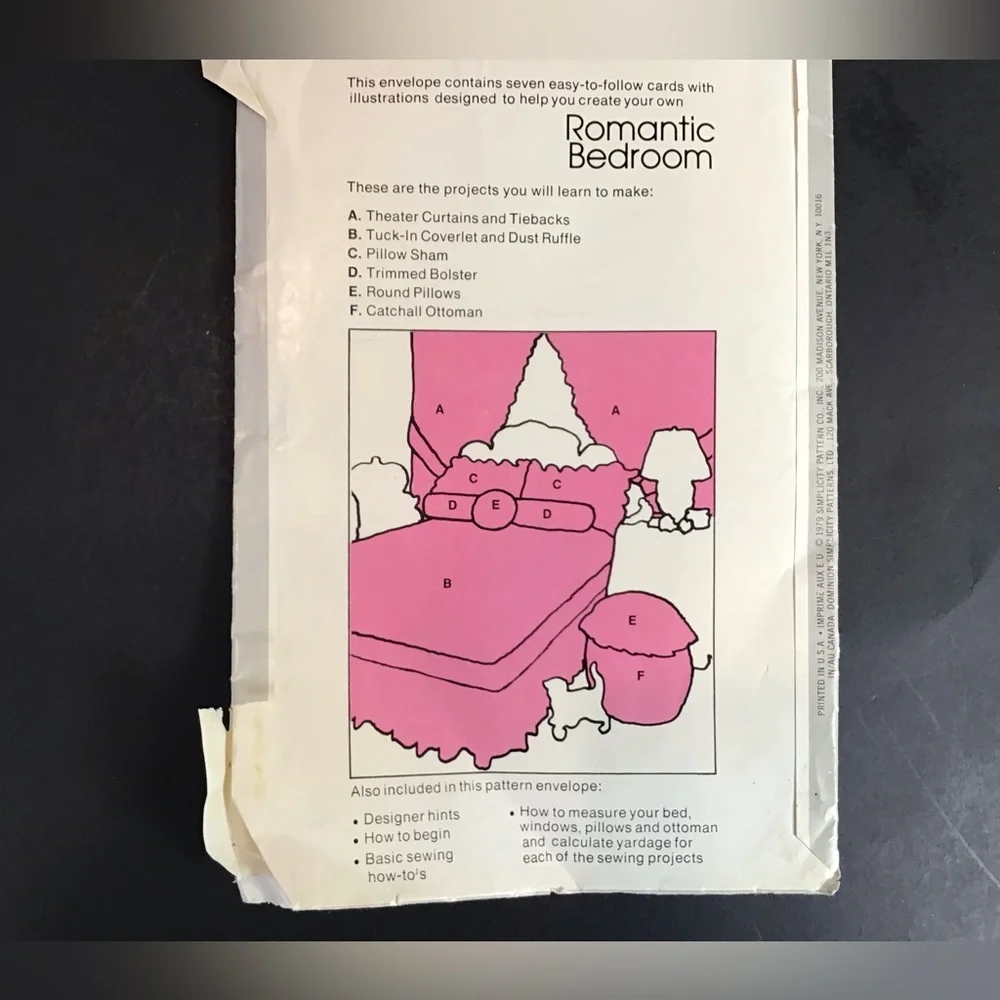 Simplicity House #102 The Romantic Bedroom Sewing Pattern